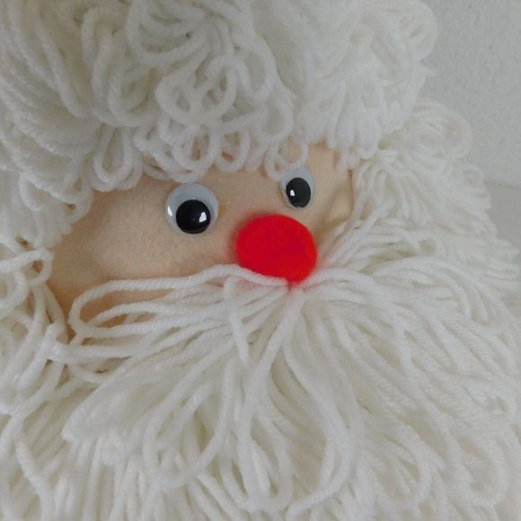 Handmade Santa Face Yarn Christmas Wall Hanging Vintage Kitsch Bleach Bottle 18" - Picture 7 of 9